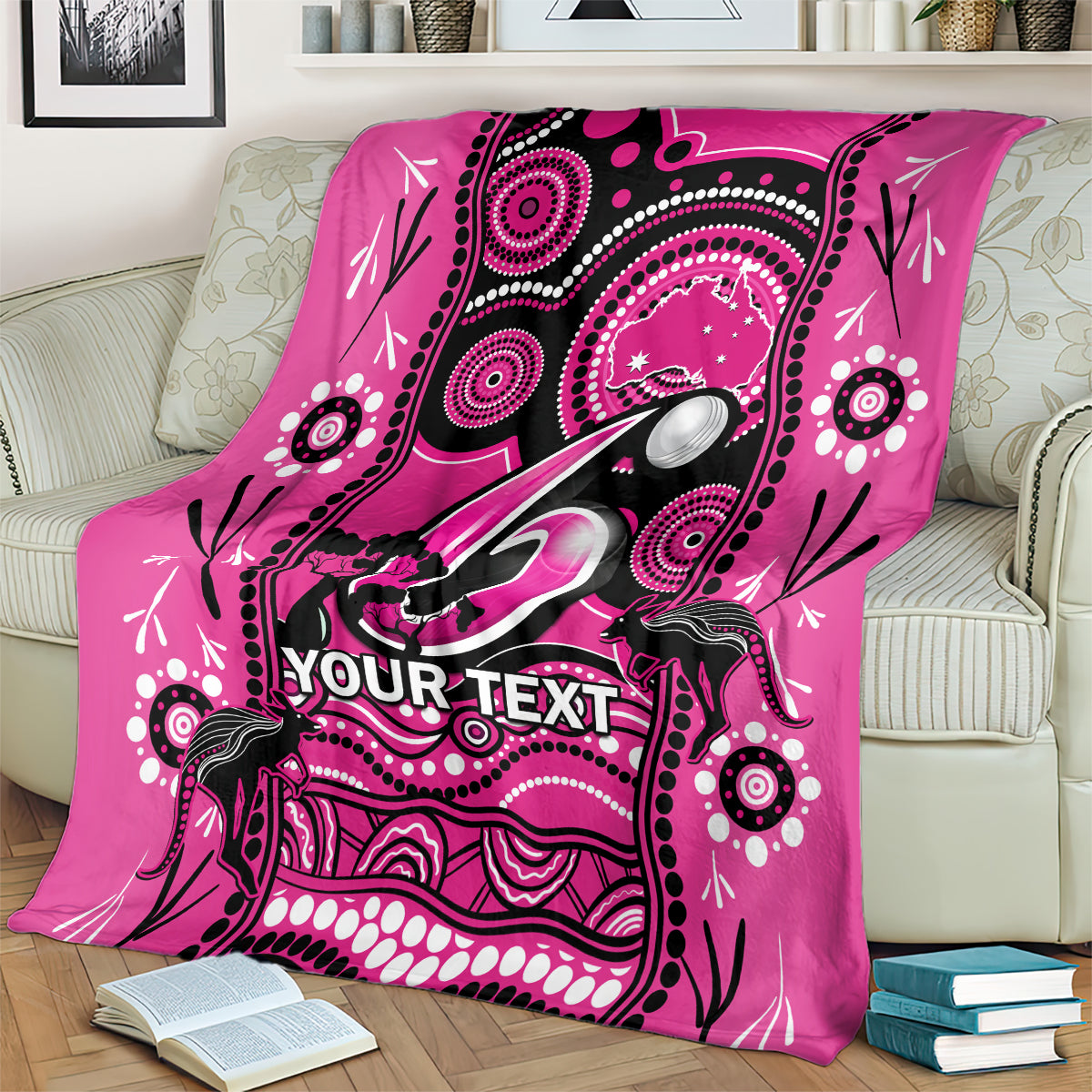 Custom Sydney Sixers Cricket Blanket Happy Australia Day Aboriginal Art - Vibe Hoodie Shop