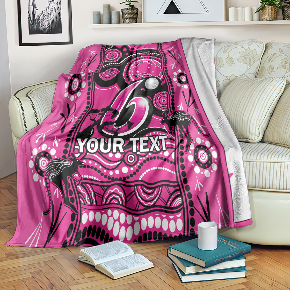 Custom Sydney Sixers Cricket Blanket Happy Australia Day Aboriginal Art - Vibe Hoodie Shop