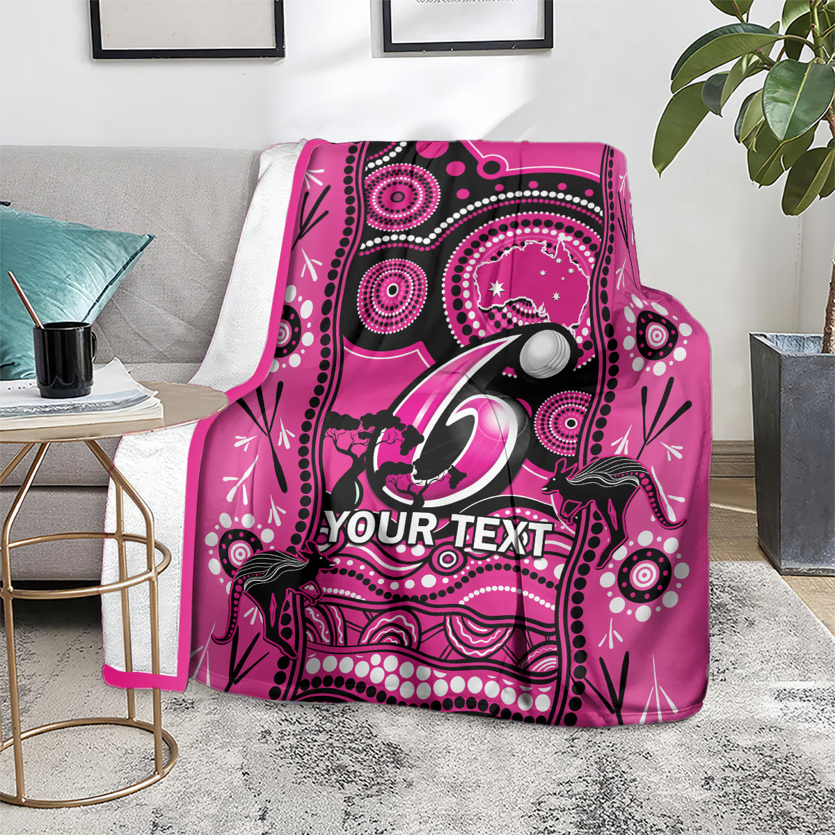 Custom Sydney Sixers Cricket Blanket Happy Australia Day Aboriginal Art - Vibe Hoodie Shop