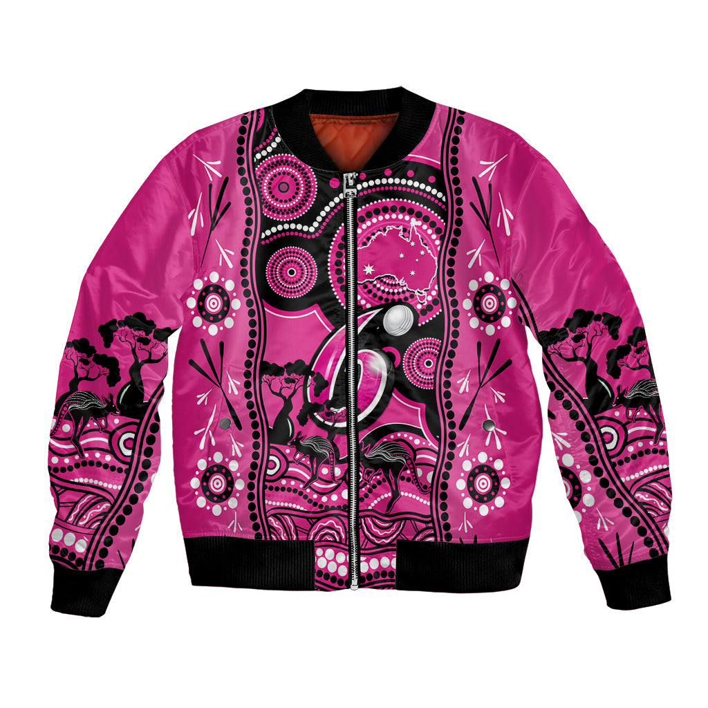 Custom Sydney Sixers Cricket Bomber Jacket Happy Australia Day Aboriginal Art - Vibe Hoodie Shop