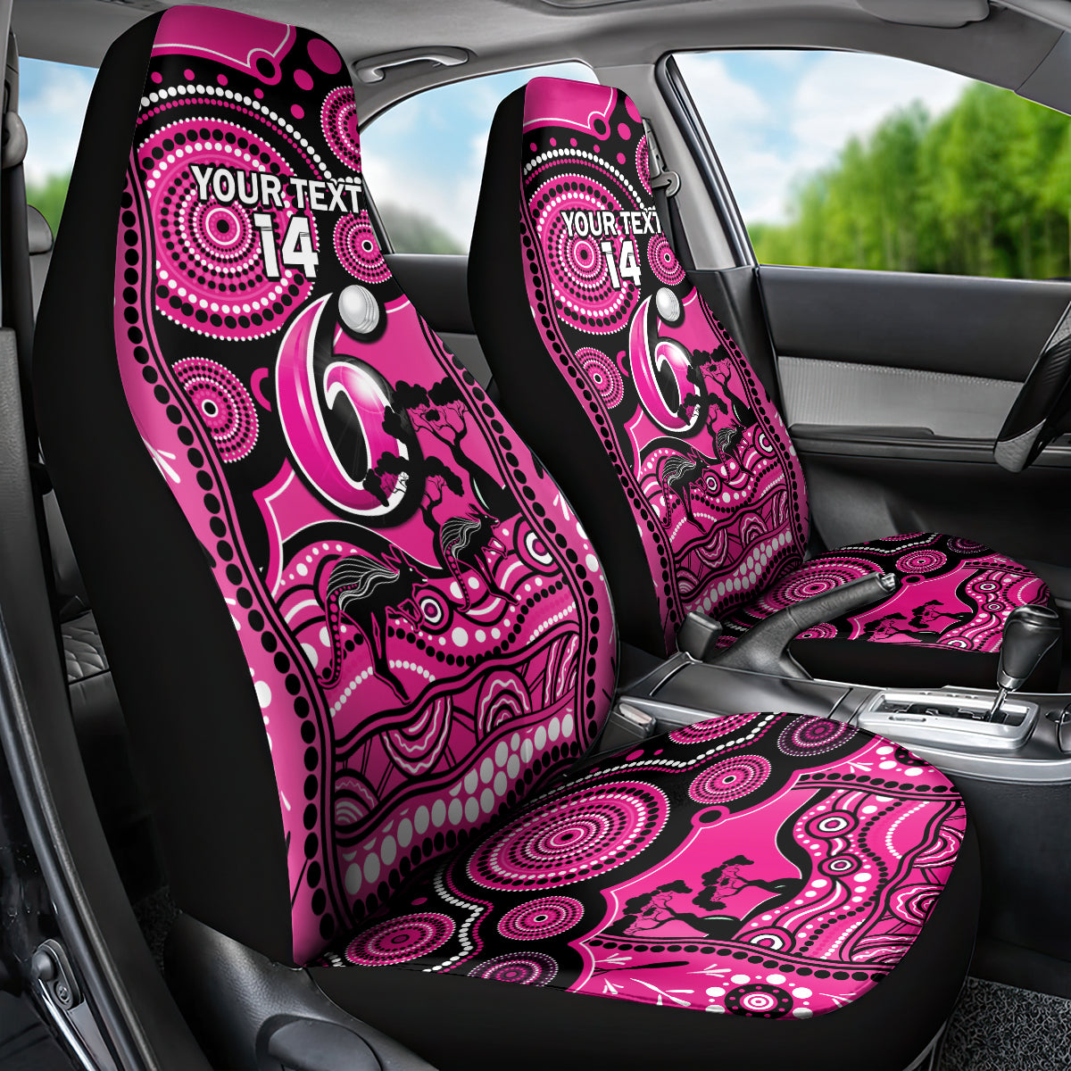 Custom Sydney Sixers Cricket Car Seat Cover Happy Australia Day Aboriginal Art - Vibe Hoodie Shop