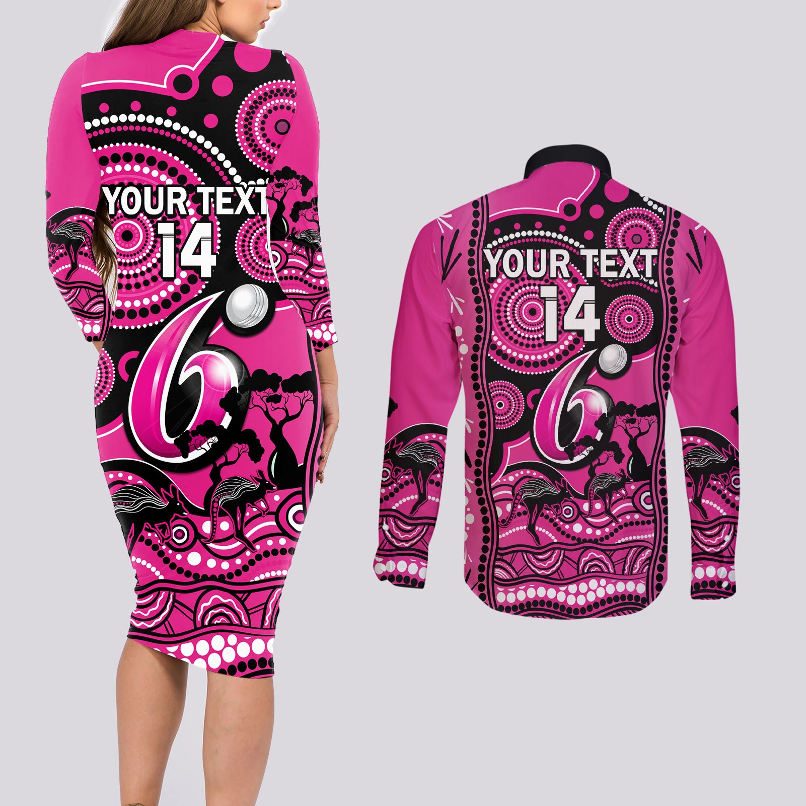 custom-sydney-sixers-cricket-couples-matching-long-sleeve-bodycon-dress-and-long-sleeve-button-shirt-happy-australia-day-aboriginal-art