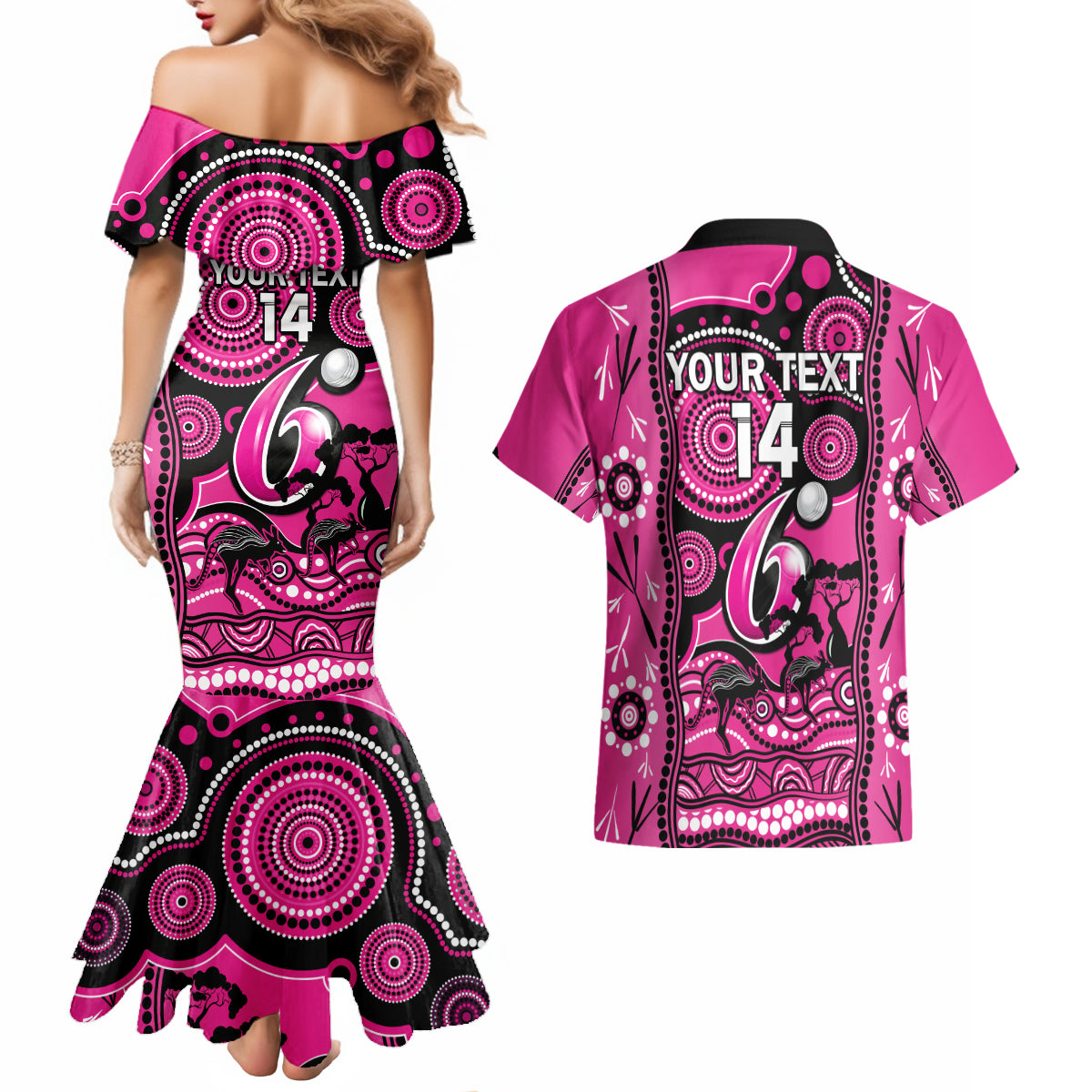 custom-sydney-sixers-cricket-couples-matching-mermaid-dress-and-hawaiian-shirt-happy-australia-day-aboriginal-art