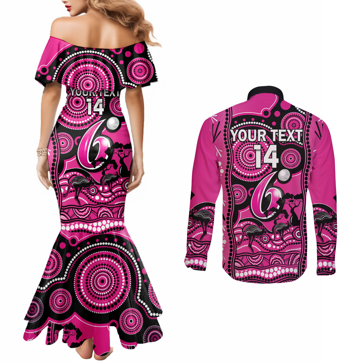 custom-sydney-sixers-cricket-couples-matching-mermaid-dress-and-long-sleeve-button-shirt-happy-australia-day-aboriginal-art