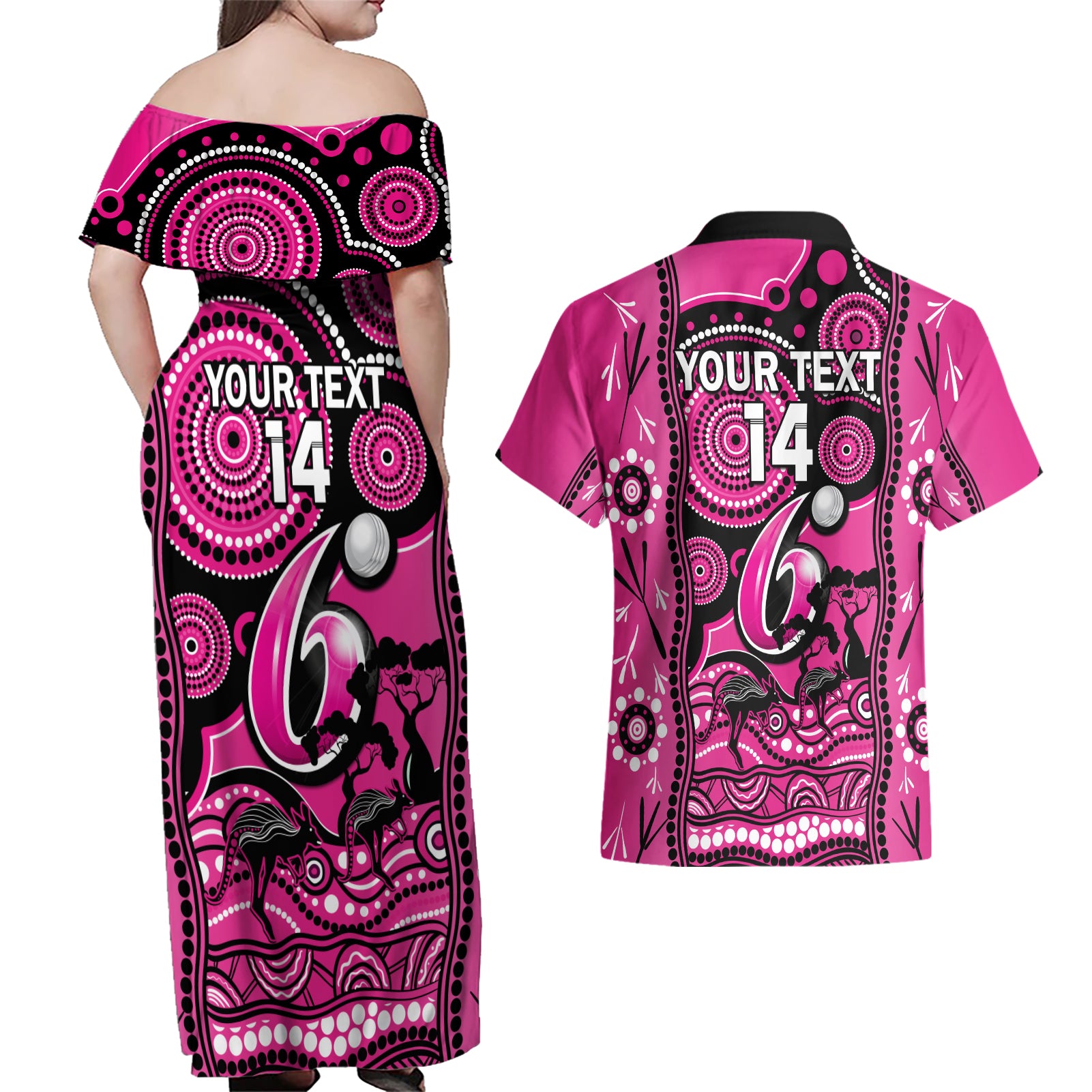 custom-sydney-sixers-cricket-couples-matching-off-shoulder-maxi-dress-and-hawaiian-shirt-happy-australia-day-aboriginal-art