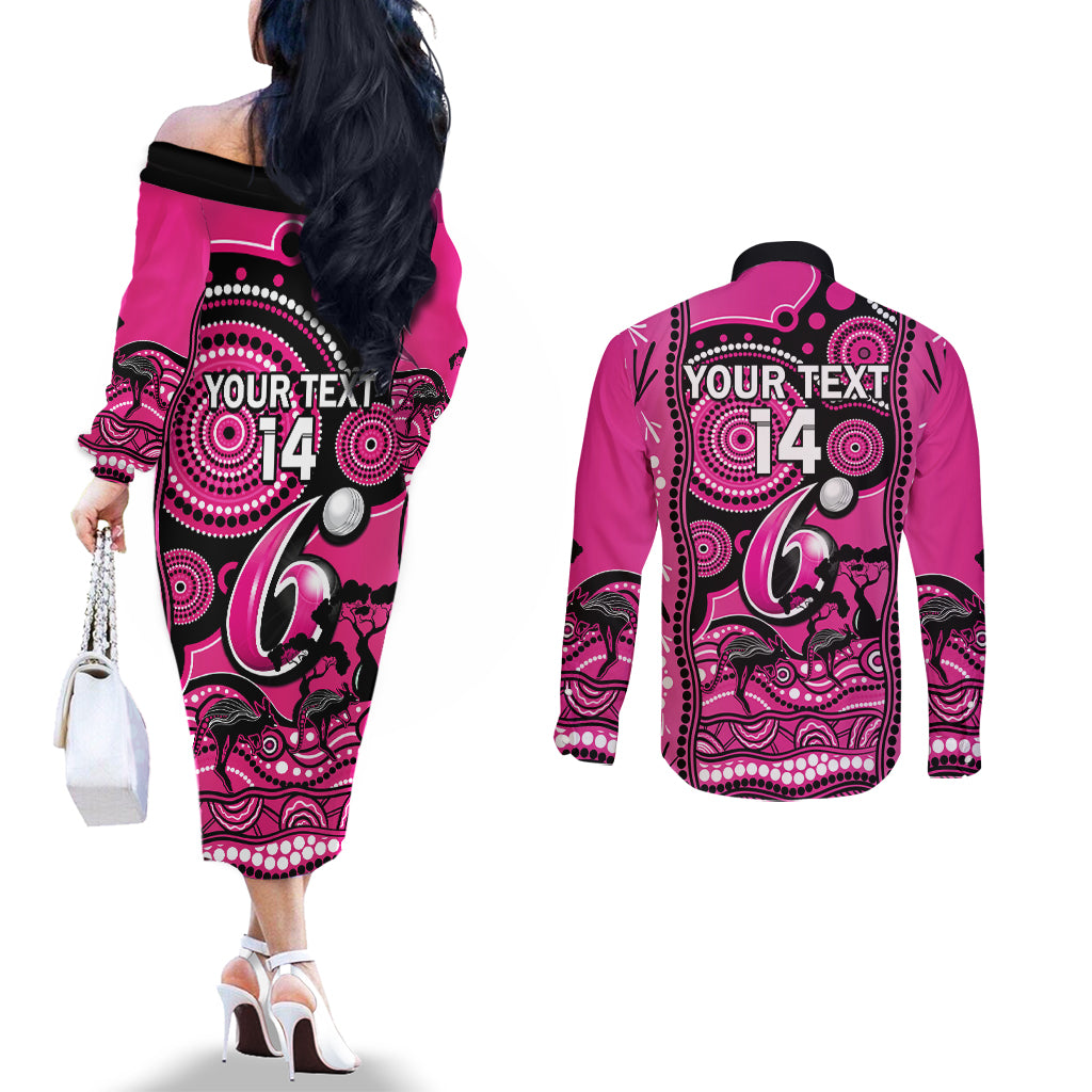 custom-sydney-sixers-cricket-couples-matching-off-the-shoulder-long-sleeve-dress-and-long-sleeve-button-shirt-happy-australia-day-aboriginal-art