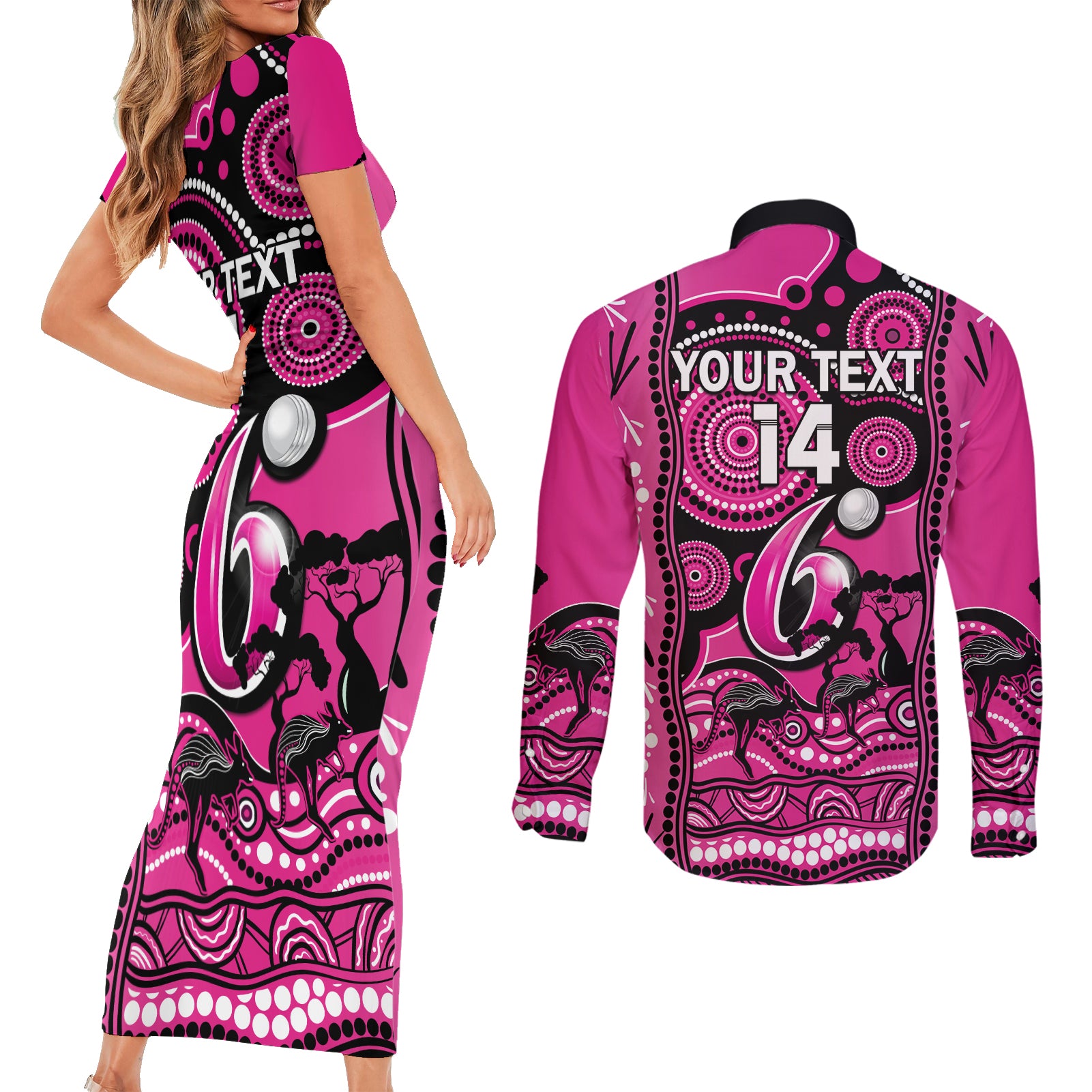 custom-sydney-sixers-cricket-couples-matching-short-sleeve-bodycon-dress-and-long-sleeve-button-shirt-happy-australia-day-aboriginal-art