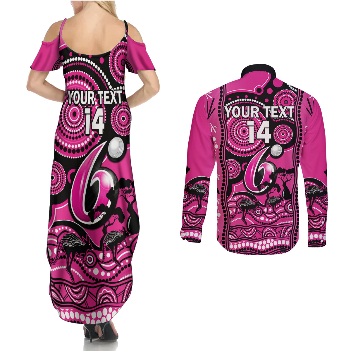 custom-sydney-sixers-cricket-couples-matching-summer-maxi-dress-and-long-sleeve-button-shirt-happy-australia-day-aboriginal-art