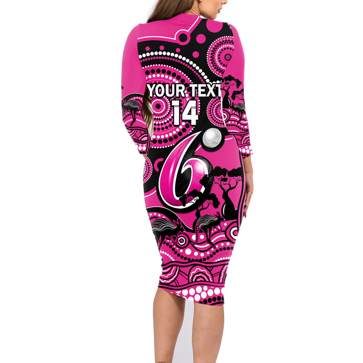 custom-sydney-sixers-cricket-family-matching-long-sleeve-bodycon-dress-and-hawaiian-shirt-happy-australia-day-aboriginal-art