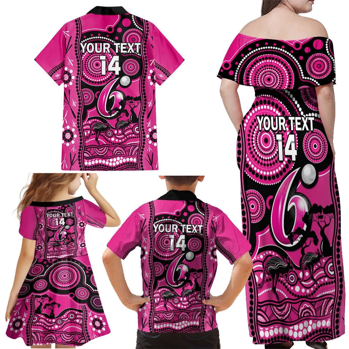 custom-sydney-sixers-cricket-family-matching-off-shoulder-maxi-dress-and-hawaiian-shirt-happy-australia-day-aboriginal-art