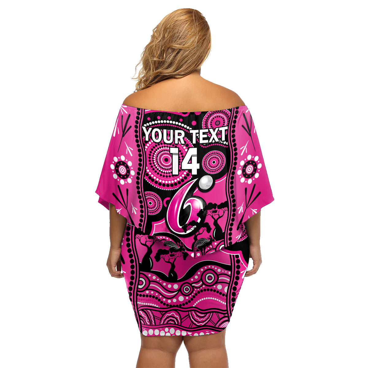 custom-sydney-sixers-cricket-family-matching-off-shoulder-short-dress-and-hawaiian-shirt-happy-australia-day-aboriginal-art