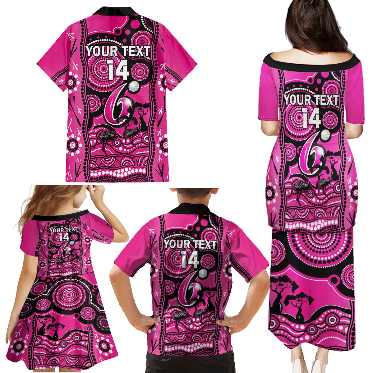 custom-sydney-sixers-cricket-family-matching-puletasi-dress-and-hawaiian-shirt-happy-australia-day-aboriginal-art