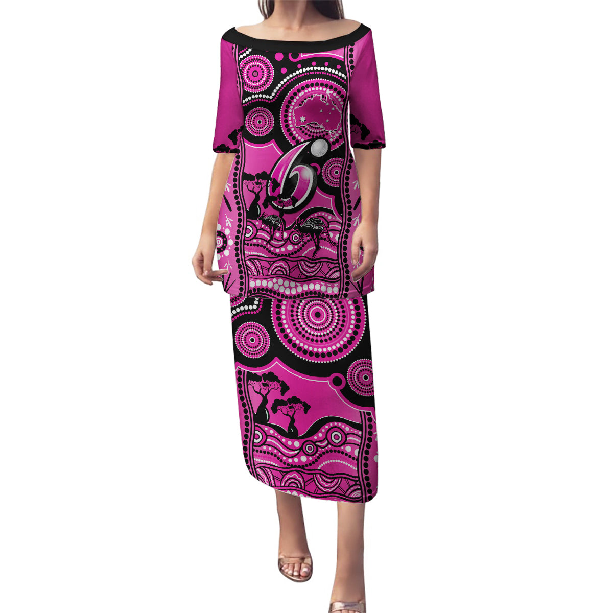 custom-sydney-sixers-cricket-family-matching-puletasi-dress-and-hawaiian-shirt-happy-australia-day-aboriginal-art