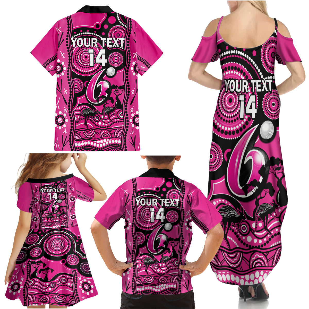 custom-sydney-sixers-cricket-family-matching-summer-maxi-dress-and-hawaiian-shirt-happy-australia-day-aboriginal-art