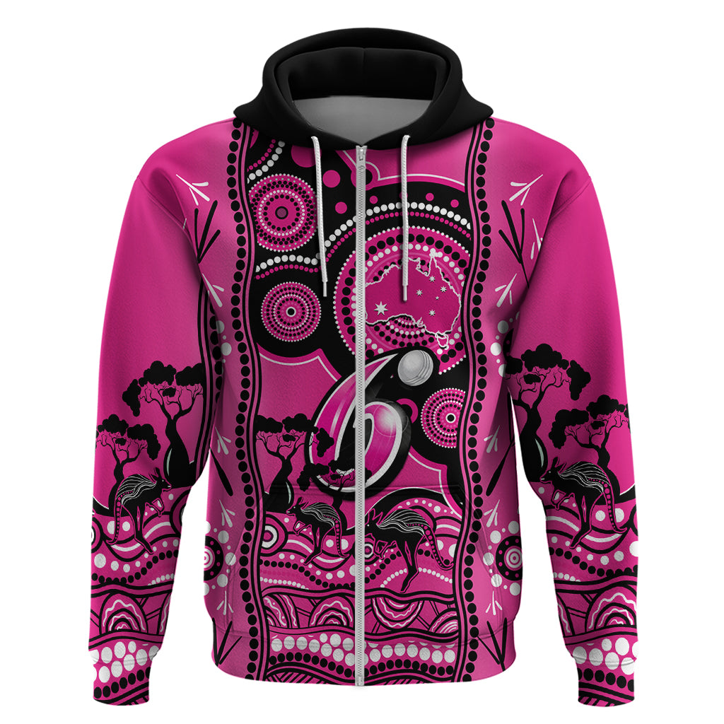 Custom Sydney Sixers Cricket Hoodie Happy Australia Day Aboriginal Art - Vibe Hoodie Shop