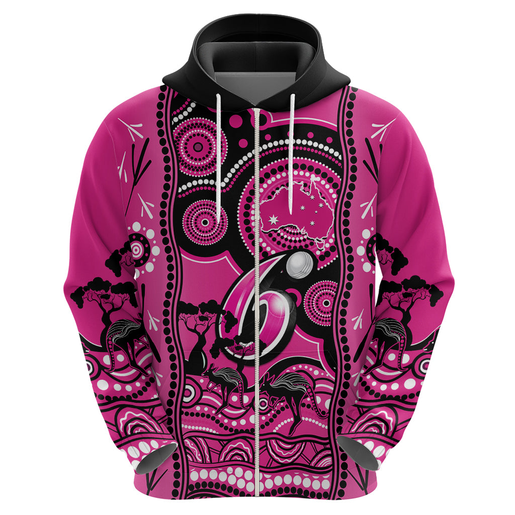 Custom Sydney Sixers Cricket Hoodie Happy Australia Day Aboriginal Art - Vibe Hoodie Shop