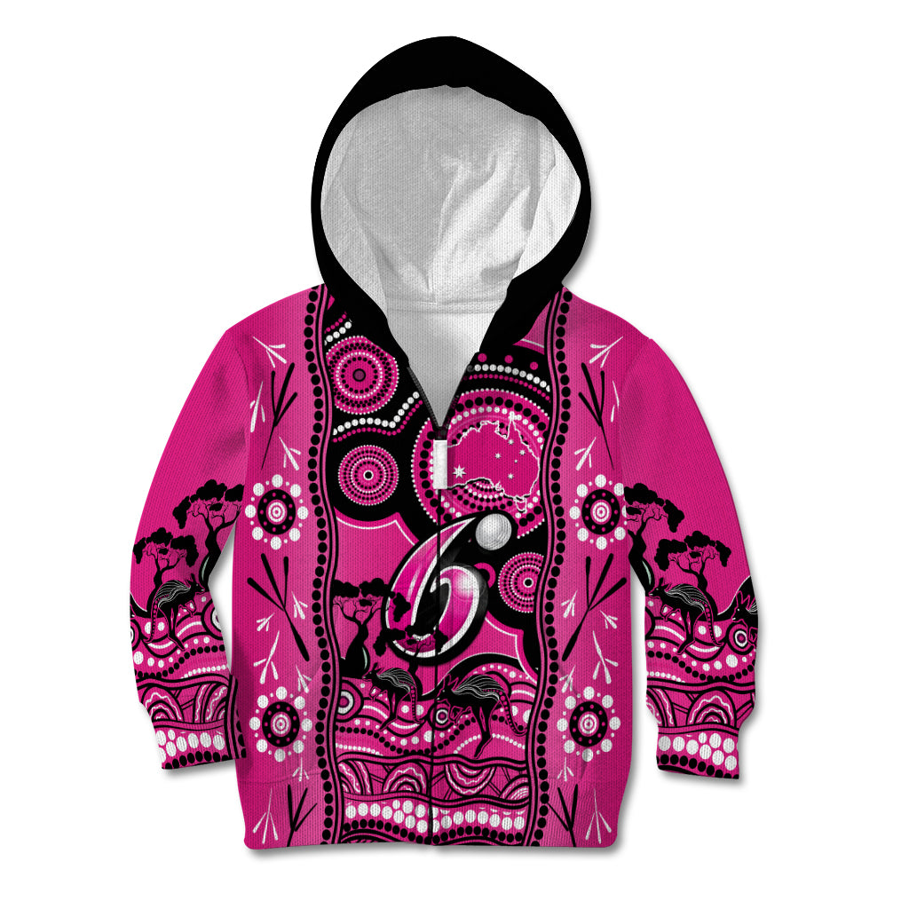 Custom Sydney Sixers Cricket Kid Hoodie Happy Australia Day Aboriginal Art - Vibe Hoodie Shop