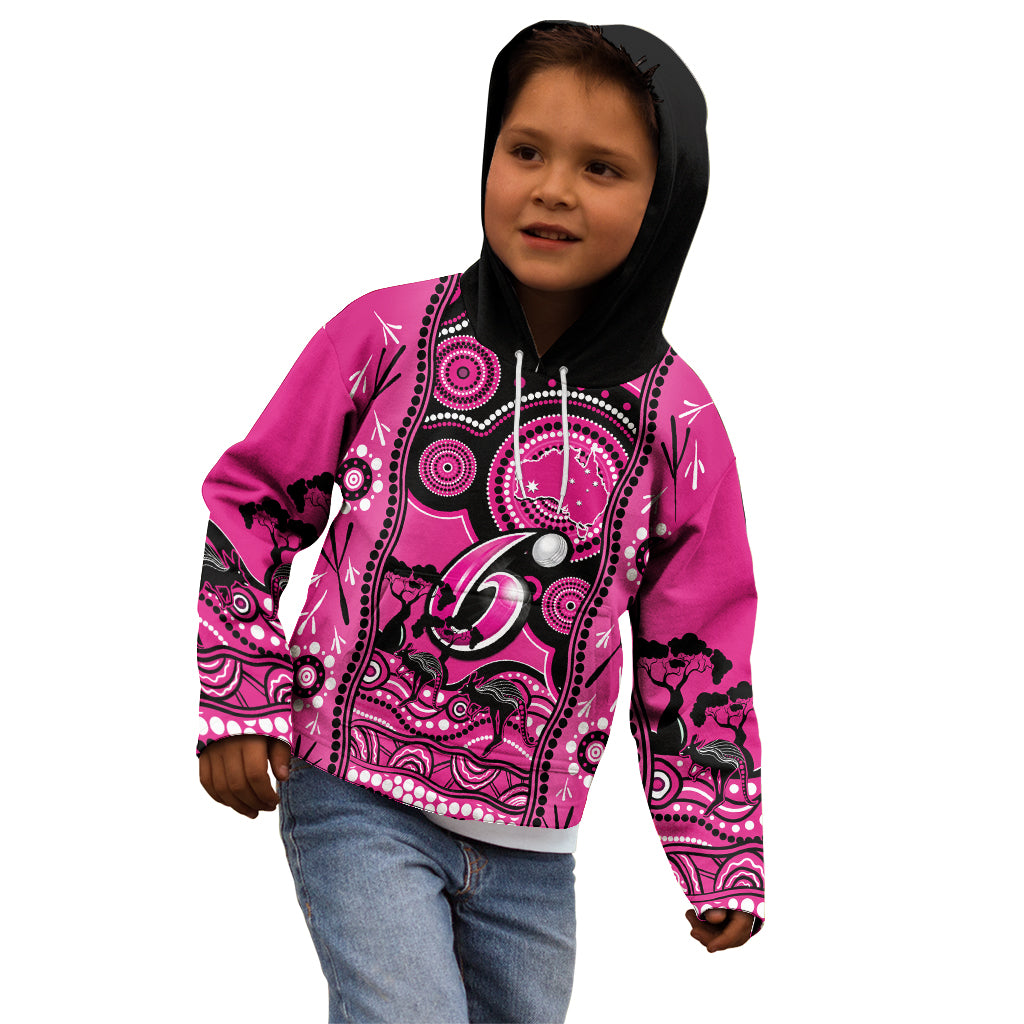 Custom Sydney Sixers Cricket Kid Hoodie Happy Australia Day Aboriginal Art - Vibe Hoodie Shop