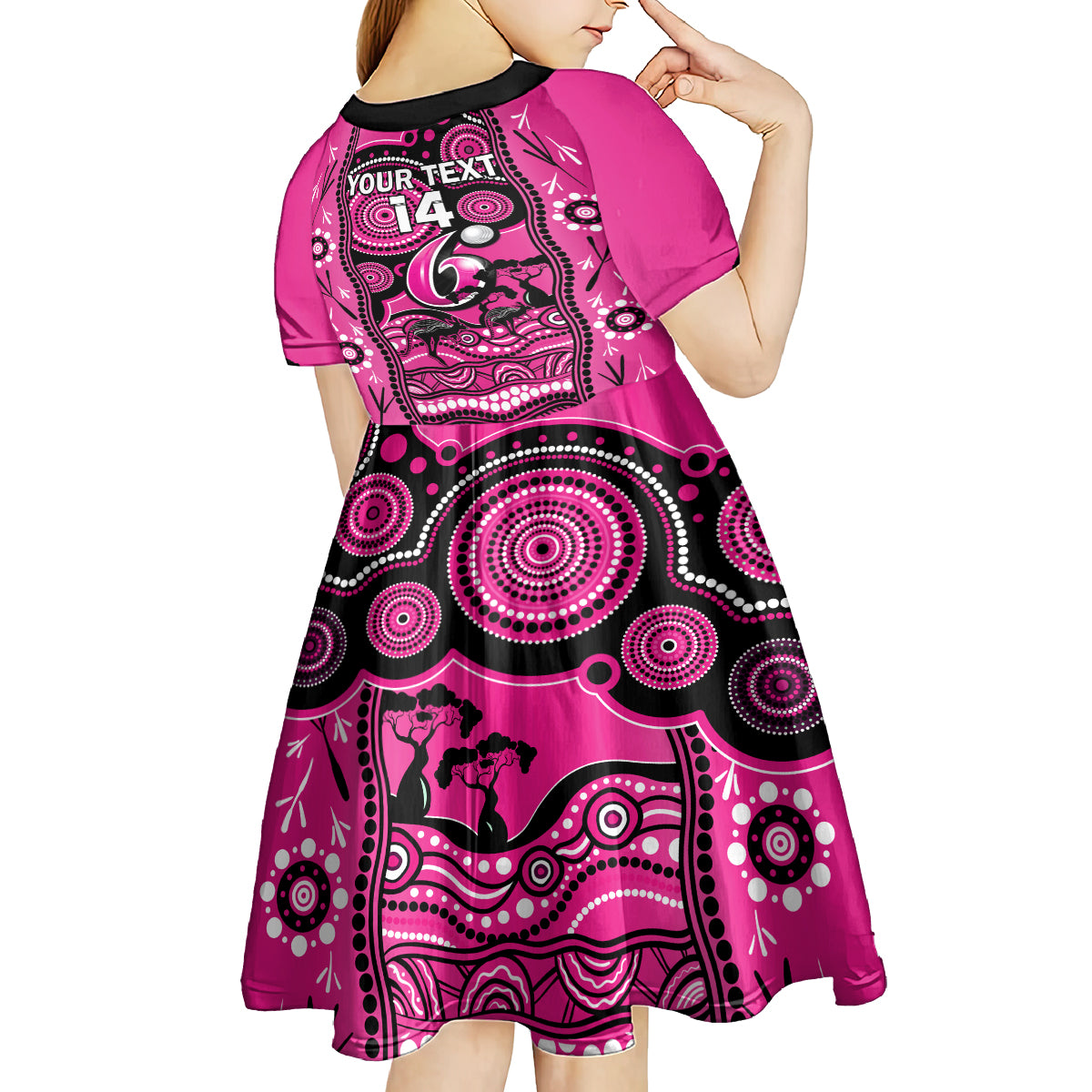 Custom Sydney Sixers Cricket Kid Short Sleeve Dress Happy Australia Day Aboriginal Art - Vibe Hoodie Shop