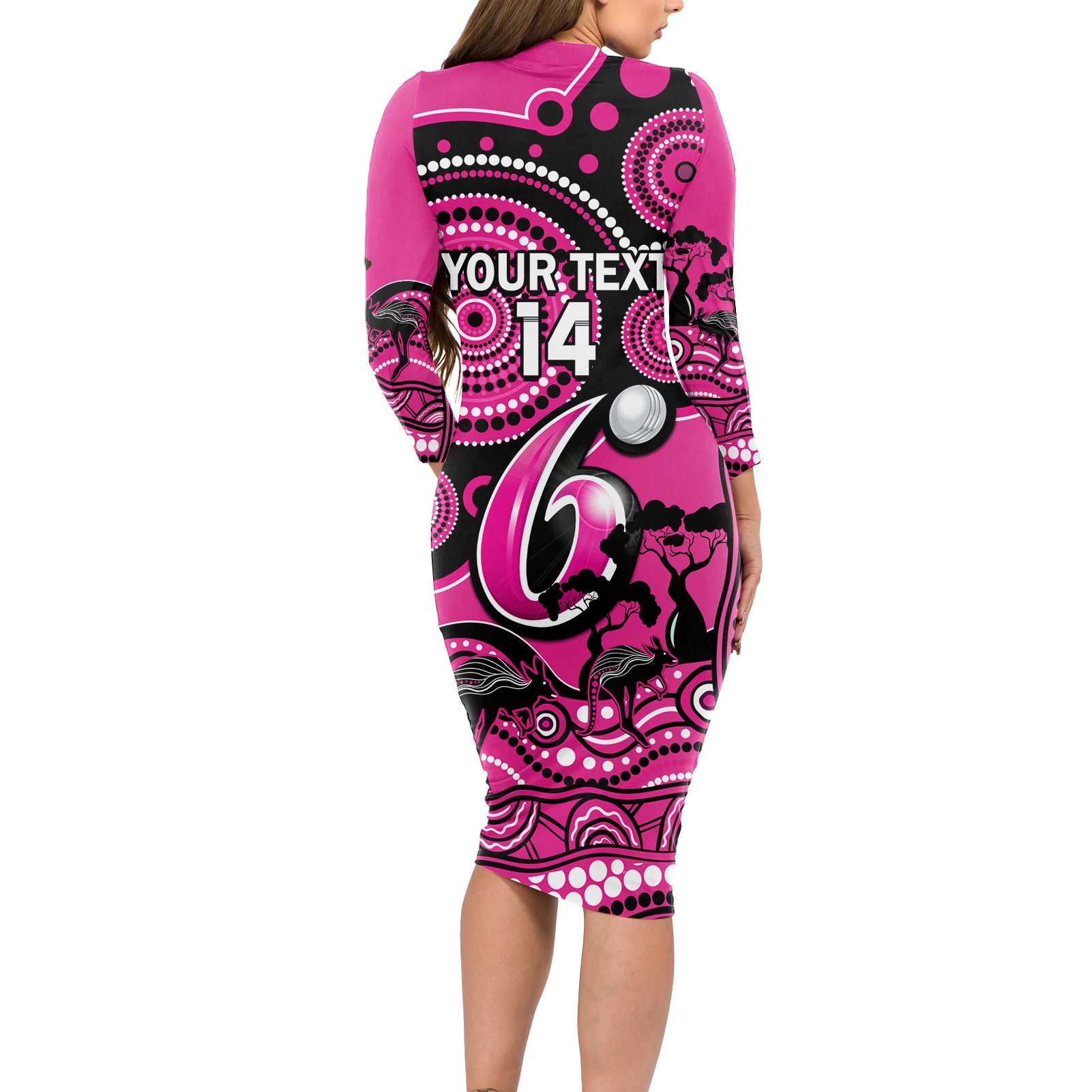 custom-sydney-sixers-cricket-long-sleeve-bodycon-dress-happy-australia-day-aboriginal-art