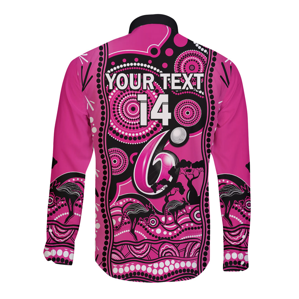 Custom Sydney Sixers Cricket Long Sleeve Button Shirt Happy Australia Day Aboriginal Art - Vibe Hoodie Shop