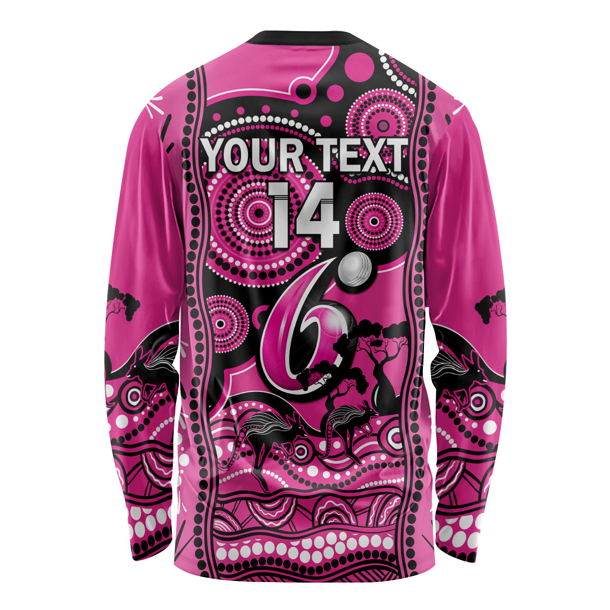 Custom Sydney Sixers Cricket Long Sleeve Shirt Happy Australia Day Aboriginal Art - Vibe Hoodie Shop