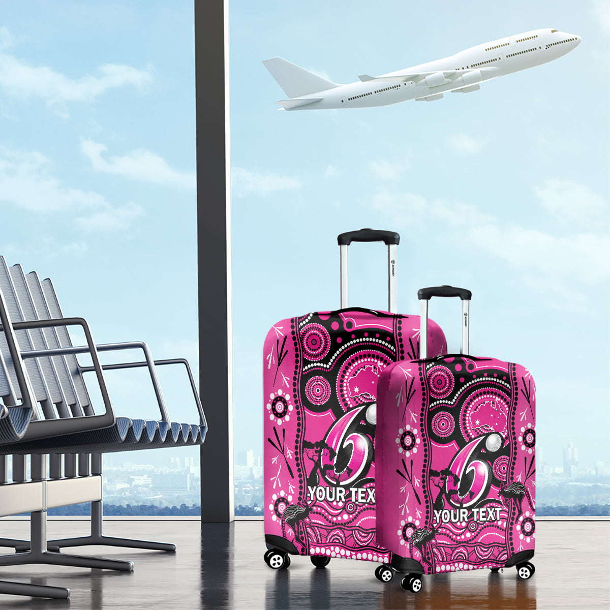 Custom Sydney Sixers Cricket Luggage Cover Happy Australia Day Aboriginal Art - Vibe Hoodie Shop