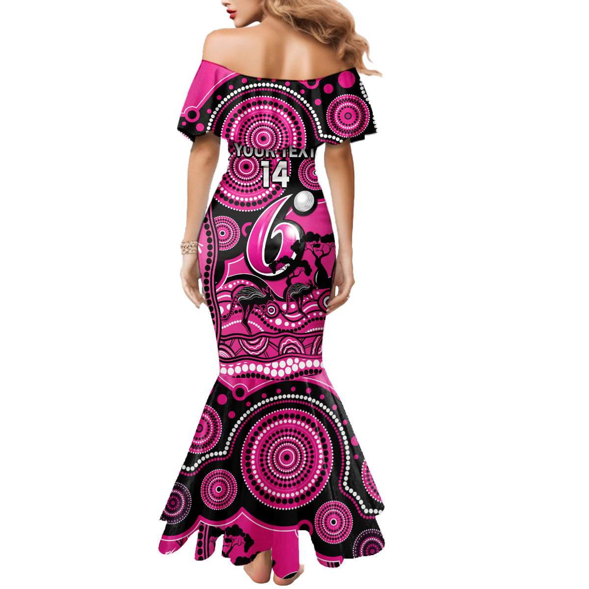 custom-sydney-sixers-cricket-mermaid-dress-happy-australia-day-aboriginal-art