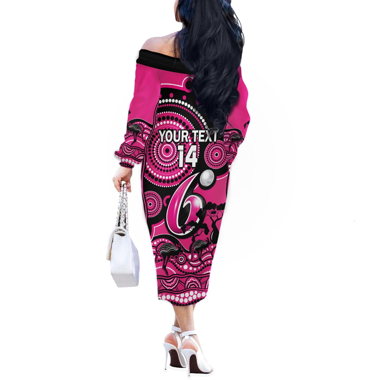 custom-sydney-sixers-cricket-off-the-shoulder-long-sleeve-dress-happy-australia-day-aboriginal-art