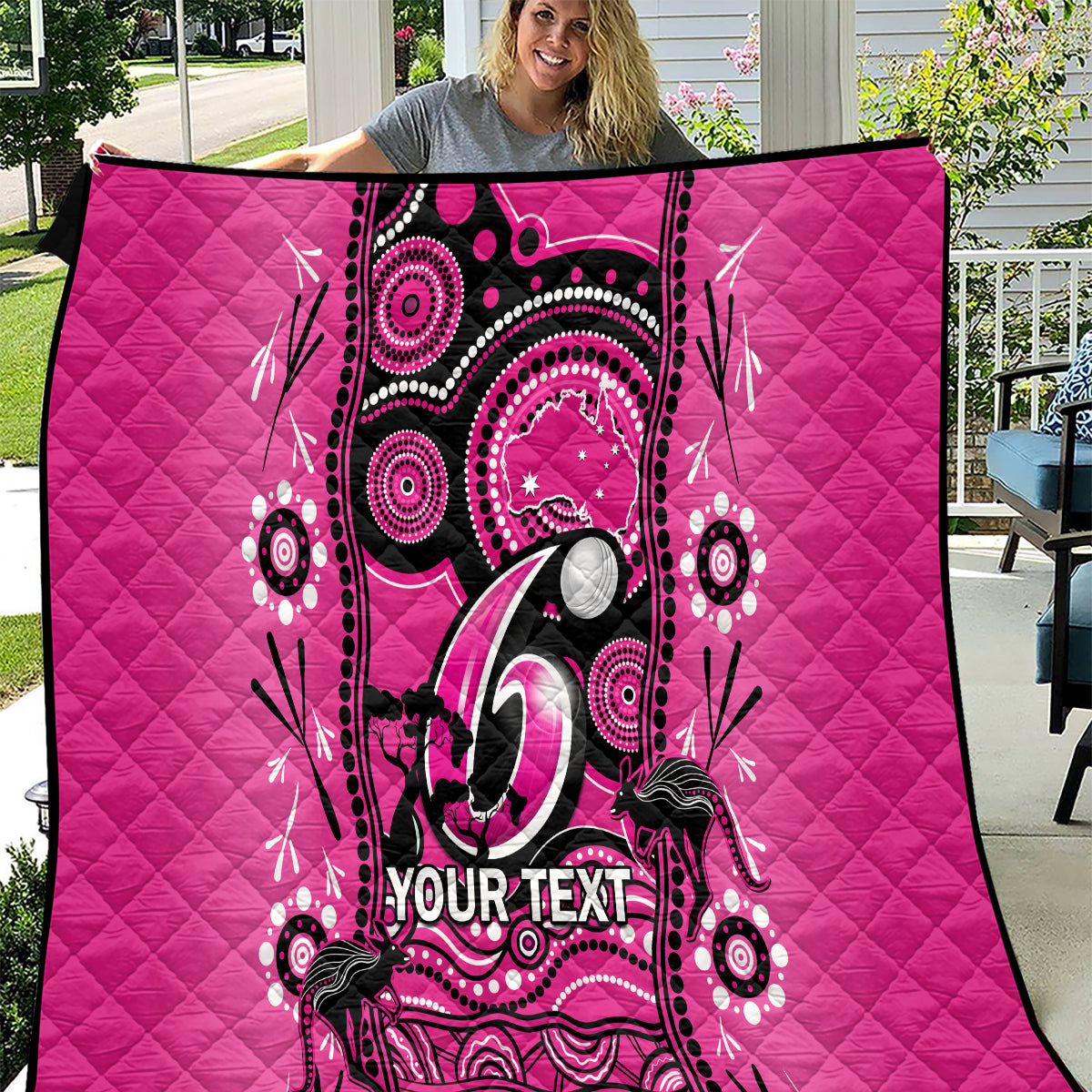 Custom Sydney Sixers Cricket Quilt Happy Australia Day Aboriginal Art - Vibe Hoodie Shop