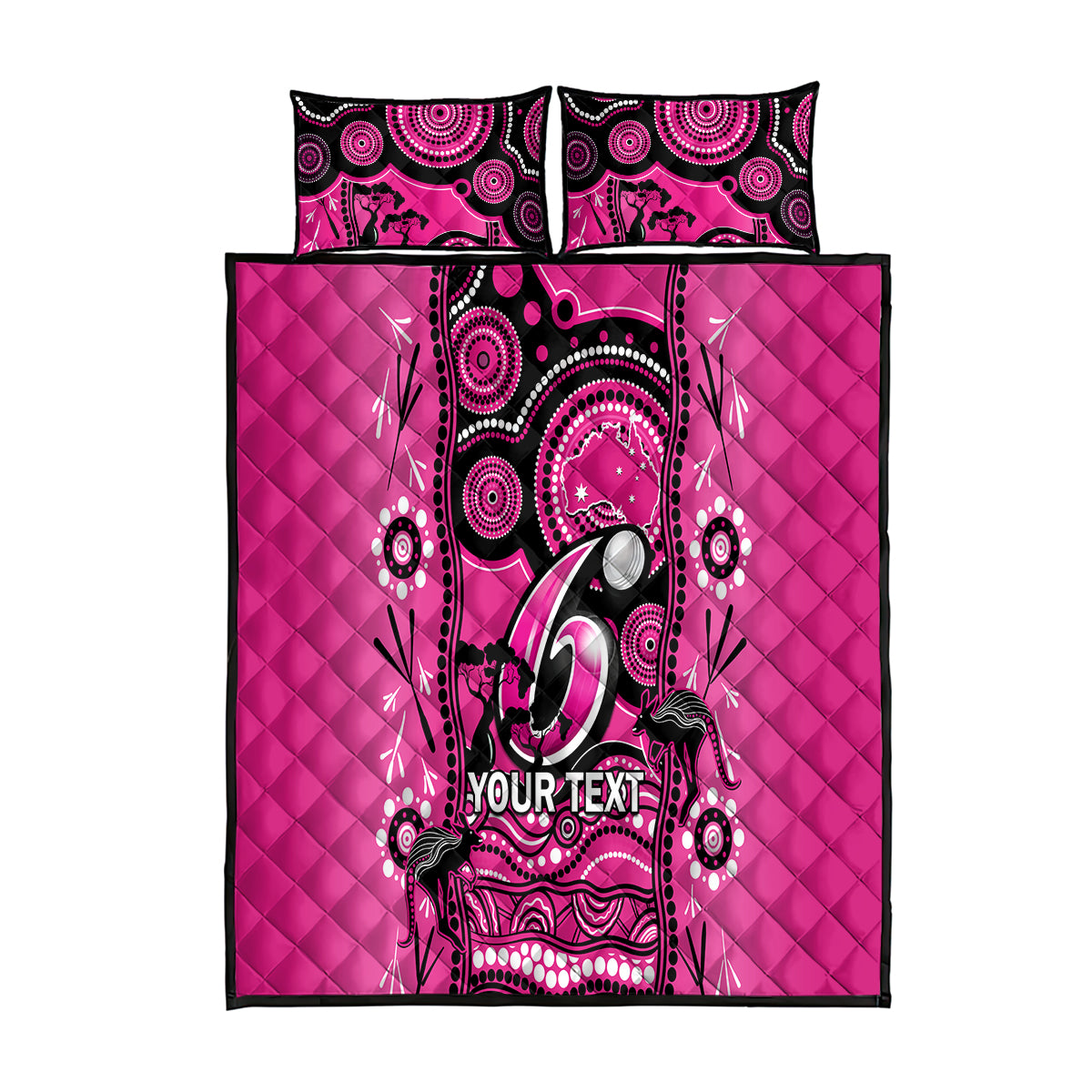 Custom Sydney Sixers Cricket Quilt Bed Set Happy Australia Day Aboriginal Art - Vibe Hoodie Shop