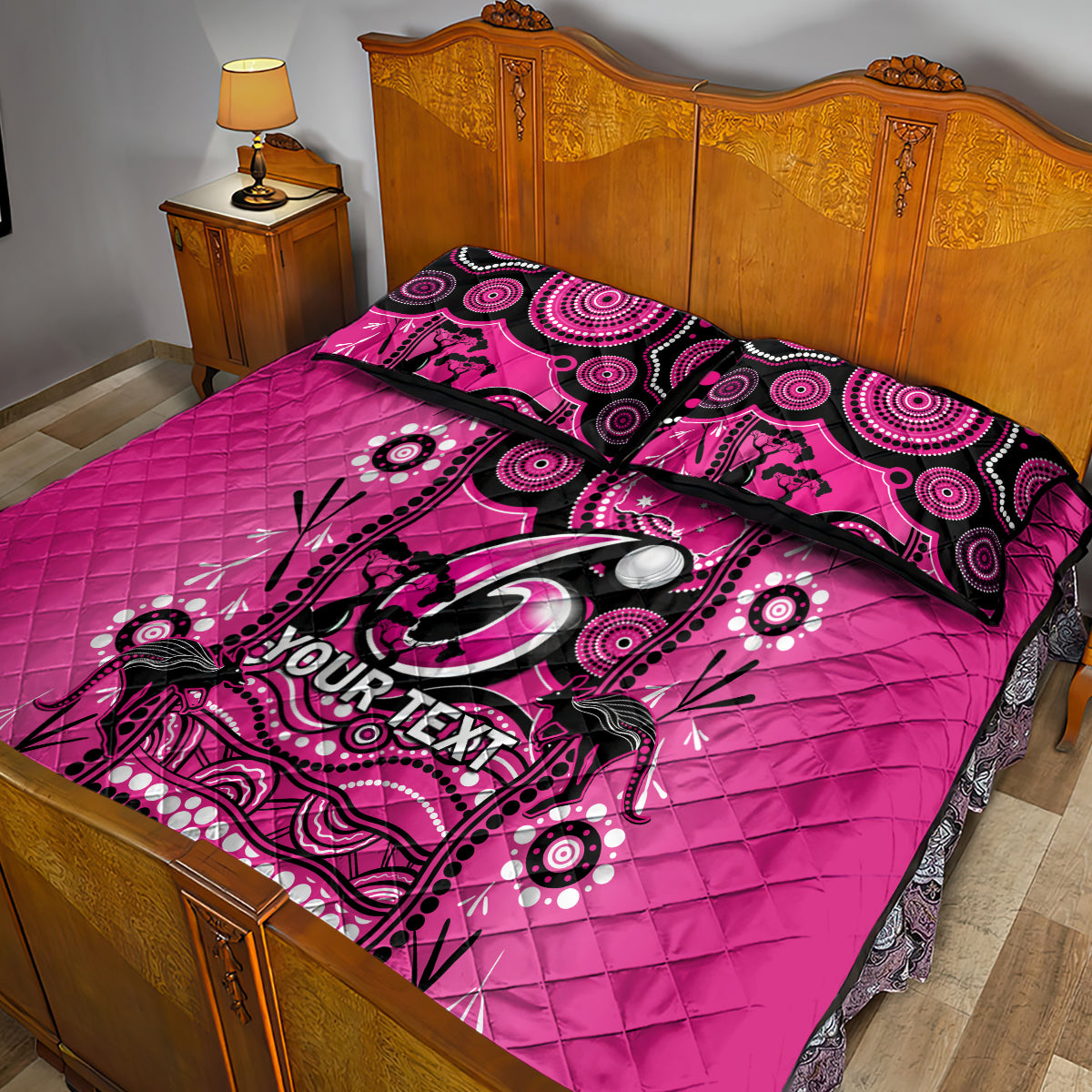 Custom Sydney Sixers Cricket Quilt Bed Set Happy Australia Day Aboriginal Art - Vibe Hoodie Shop