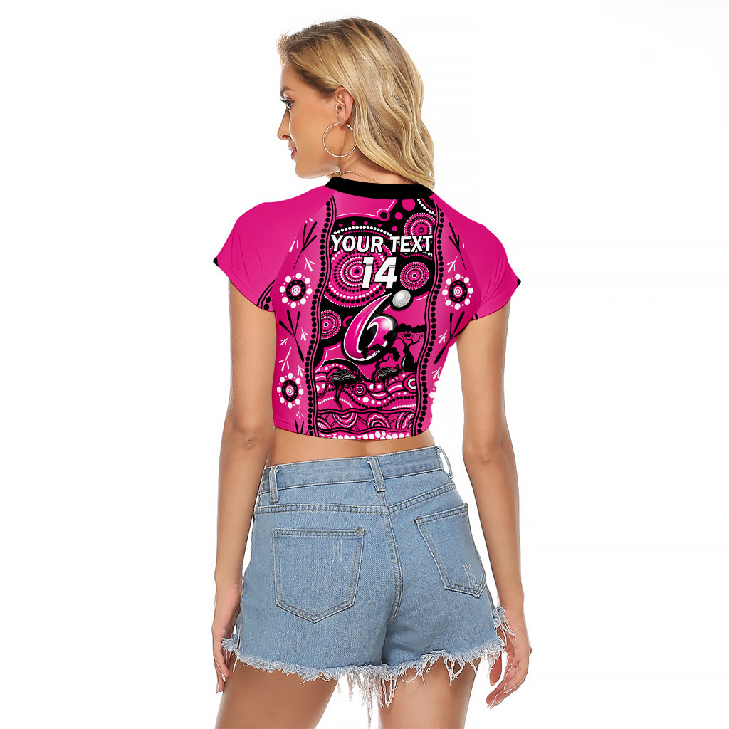 Custom Sydney Sixers Cricket Raglan Cropped T Shirt Happy Australia Day Aboriginal Art - Vibe Hoodie Shop