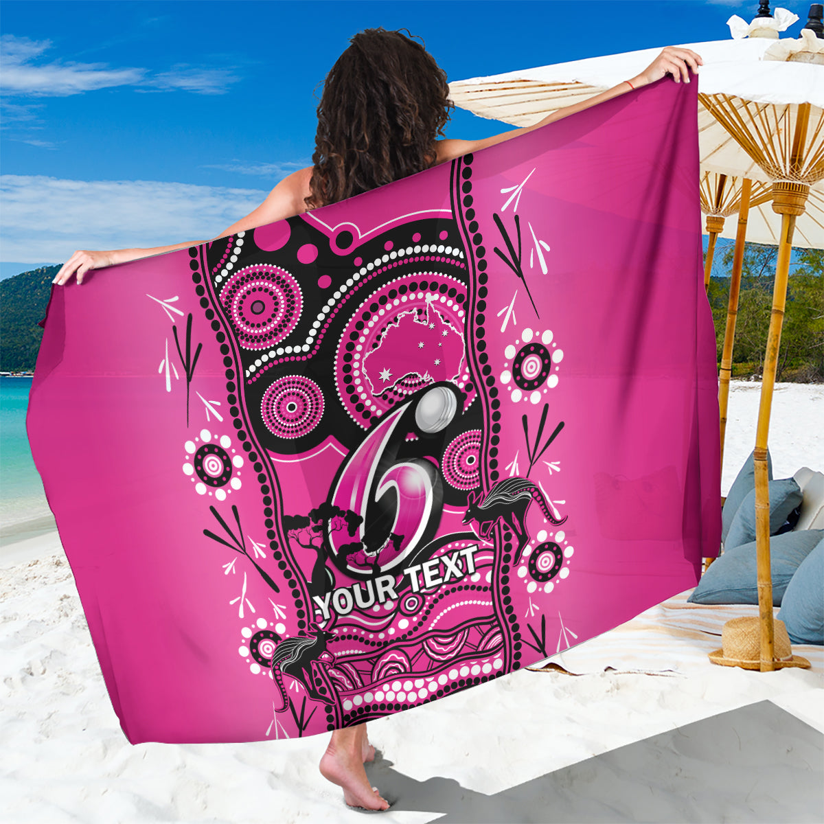 Custom Sydney Sixers Cricket Sarong Happy Australia Day Aboriginal Art - Vibe Hoodie Shop