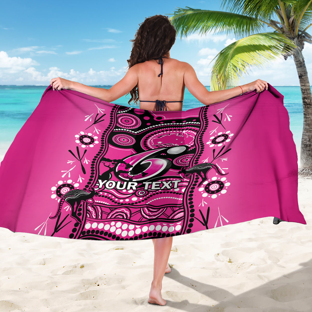 Custom Sydney Sixers Cricket Sarong Happy Australia Day Aboriginal Art - Vibe Hoodie Shop