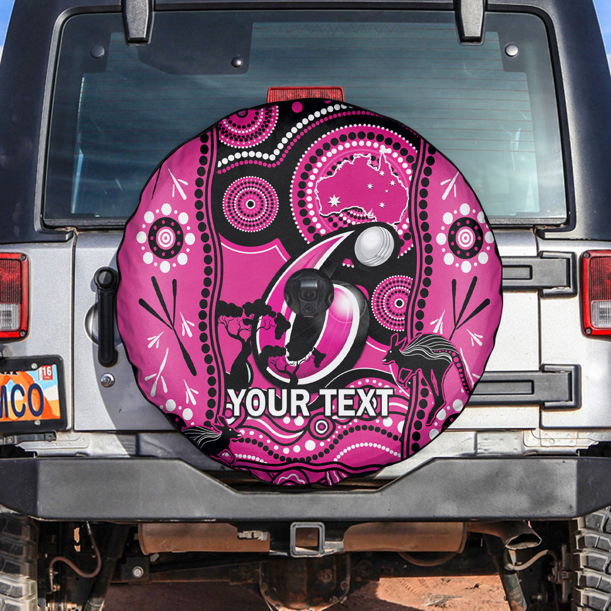 Custom Sydney Sixers Cricket Spare Tire Cover Happy Australia Day Aboriginal Art - Vibe Hoodie Shop