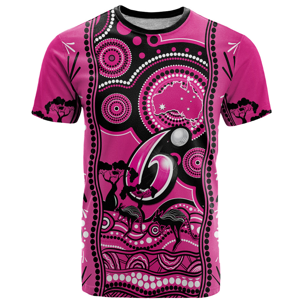 Custom Sydney Sixers Cricket T Shirt Happy Australia Day Aboriginal Art - Vibe Hoodie Shop