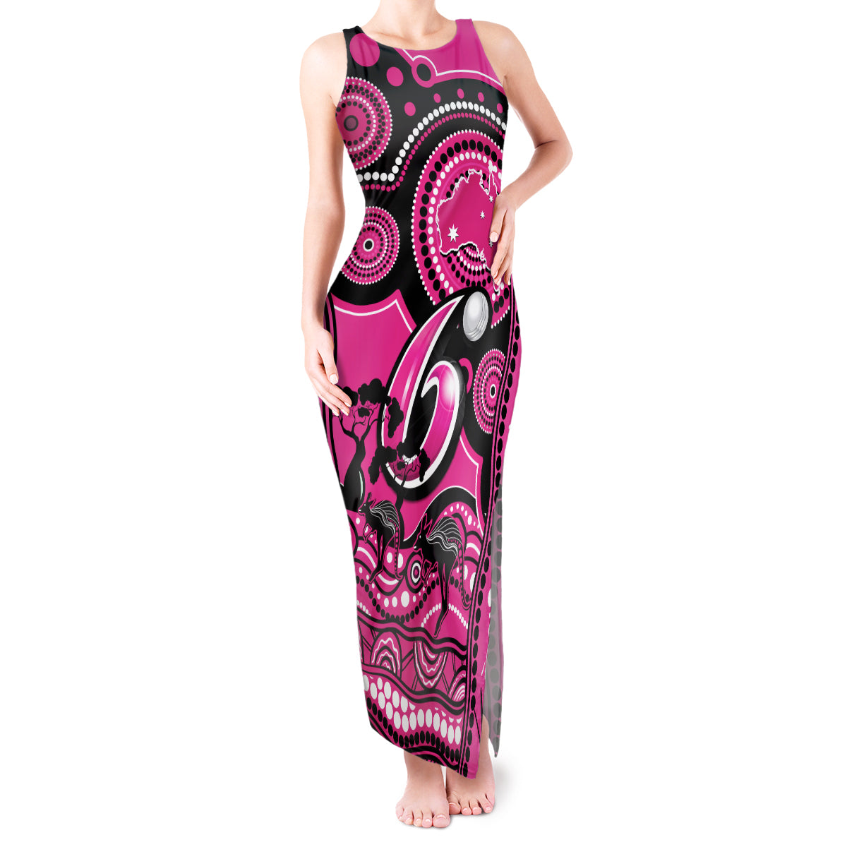 custom-sydney-sixers-cricket-tank-maxi-dress-happy-australia-day-aboriginal-art