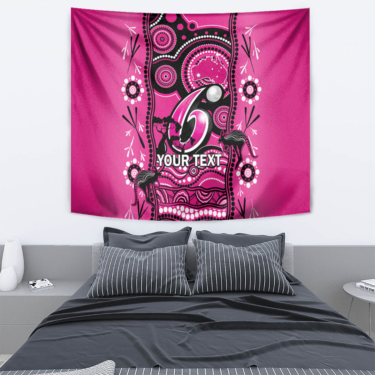 Custom Sydney Sixers Cricket Tapestry Happy Australia Day Aboriginal Art - Vibe Hoodie Shop