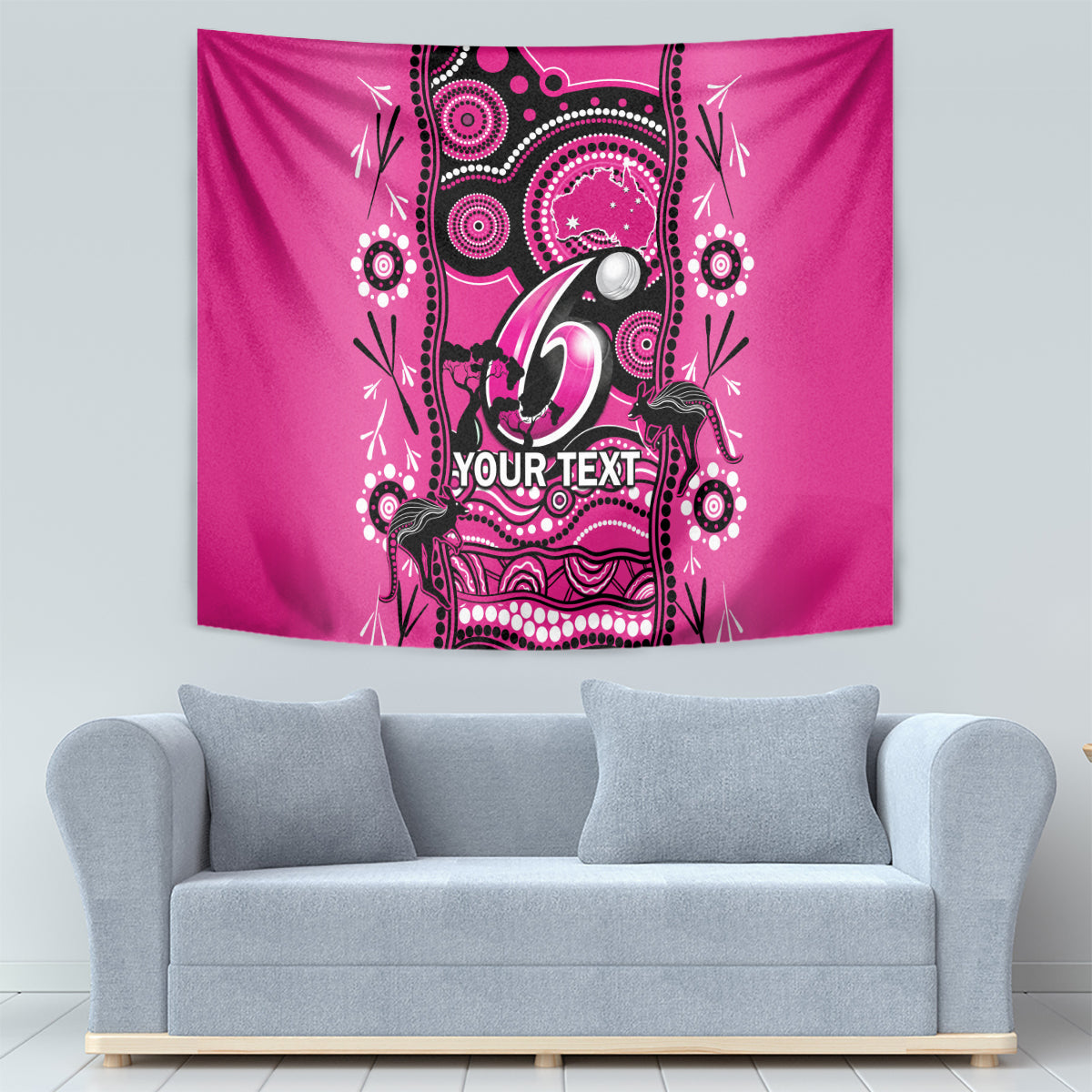 Custom Sydney Sixers Cricket Tapestry Happy Australia Day Aboriginal Art - Vibe Hoodie Shop