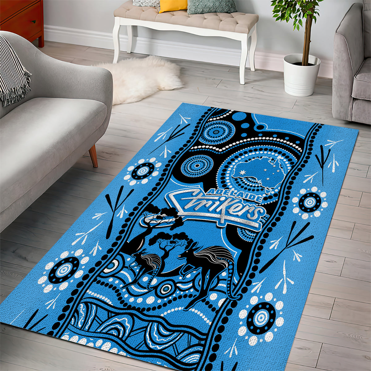 Adelaide Strikers Cricket Area Rug Happy Australia Day Aboriginal Art - Vibe Hoodie Shop