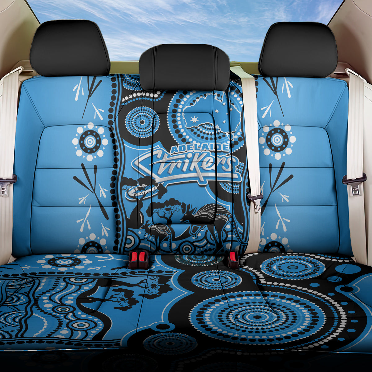 Adelaide Strikers Cricket Back Car Seat Cover Happy Australia Day Aboriginal Art LT14