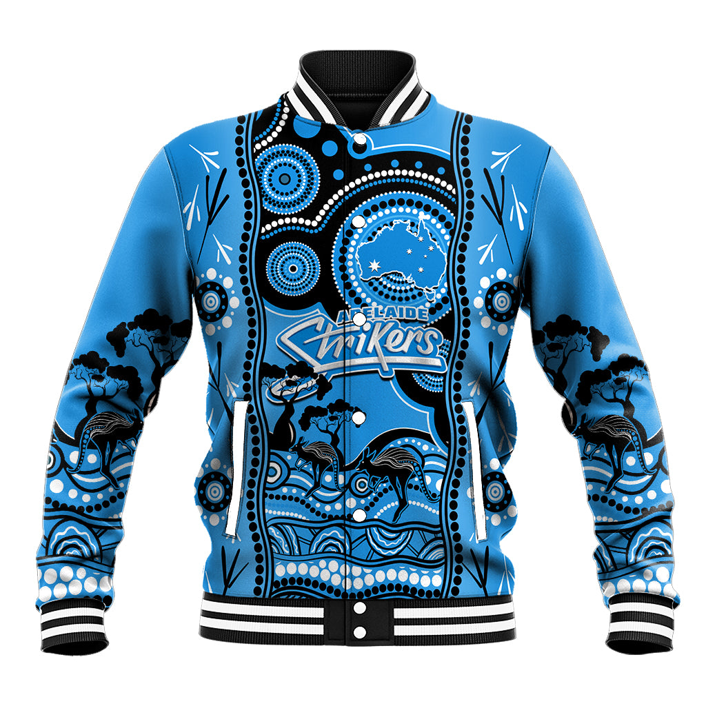 Adelaide Strikers Cricket Baseball Jacket Happy Australia Day Aboriginal Art - Vibe Hoodie Shop