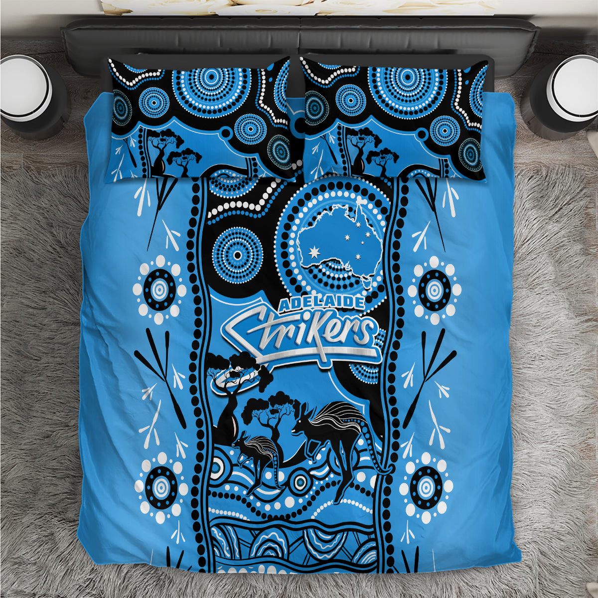 Adelaide Strikers Cricket Bedding Set Happy Australia Day Aboriginal Art - Vibe Hoodie Shop