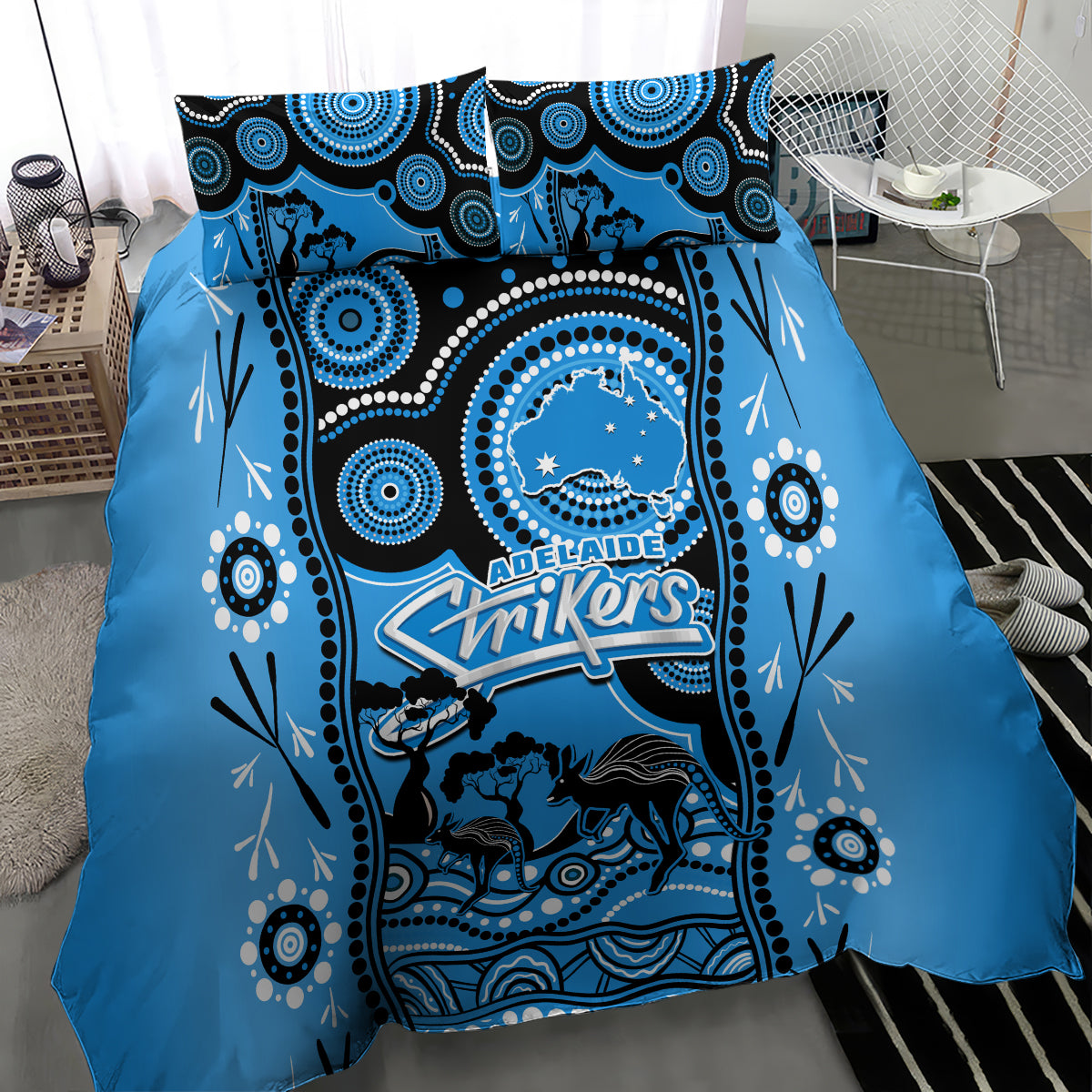 Adelaide Strikers Cricket Bedding Set Happy Australia Day Aboriginal Art - Vibe Hoodie Shop