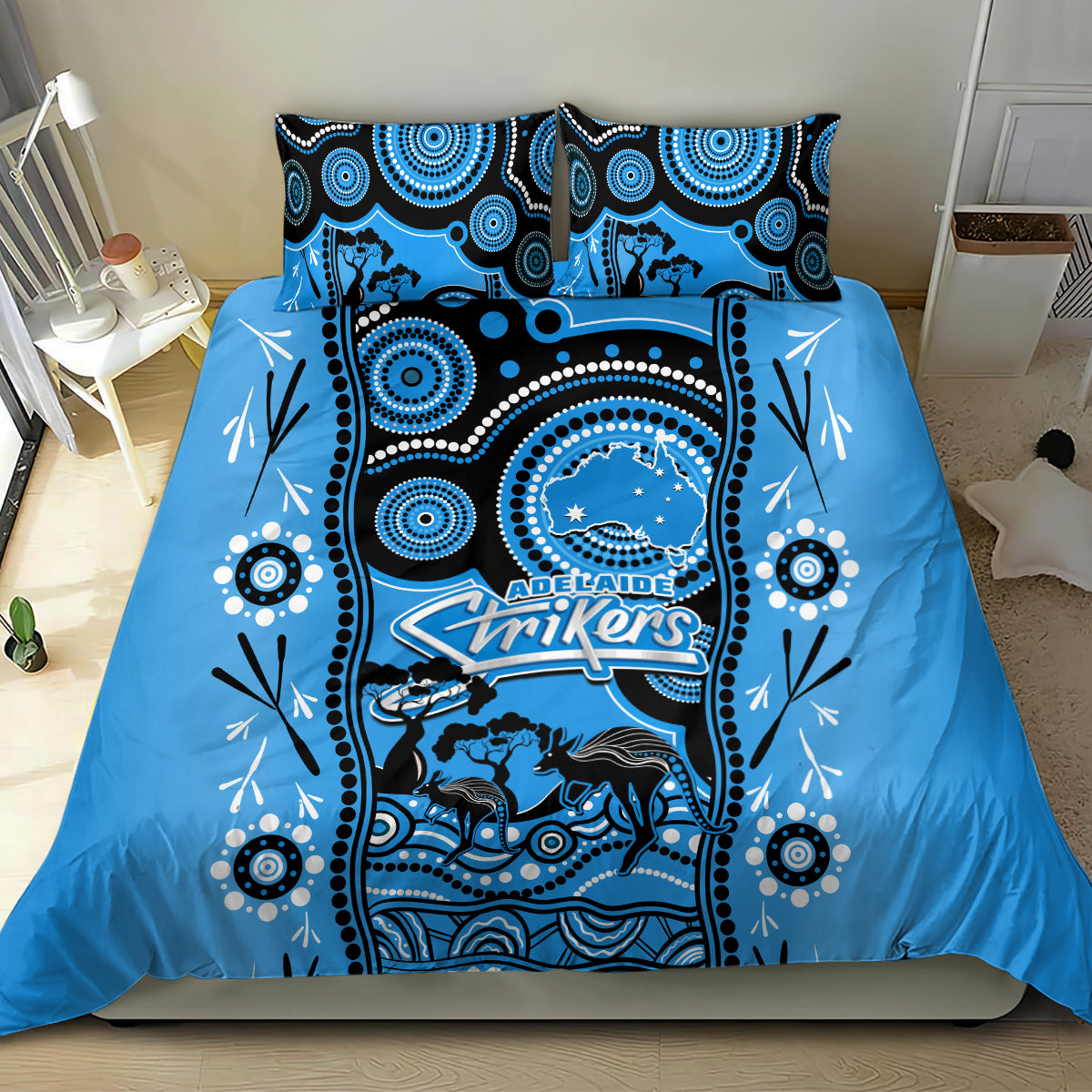 Adelaide Strikers Cricket Bedding Set Happy Australia Day Aboriginal Art - Vibe Hoodie Shop