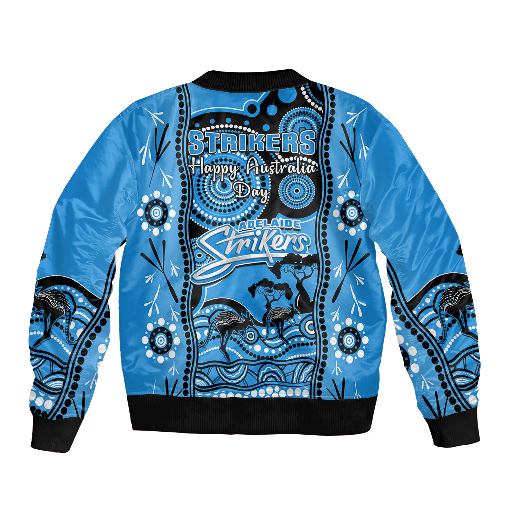 Adelaide Strikers Cricket Bomber Jacket Happy Australia Day Aboriginal Art - Vibe Hoodie Shop