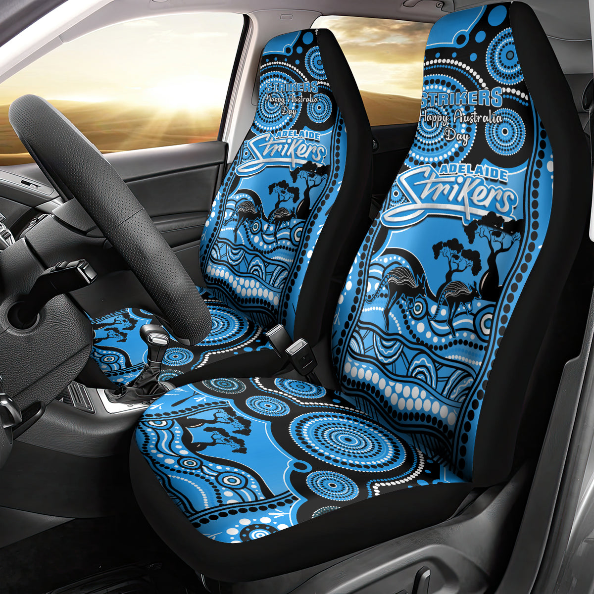 Adelaide Strikers Cricket Car Seat Cover Happy Australia Day Aboriginal Art - Vibe Hoodie Shop