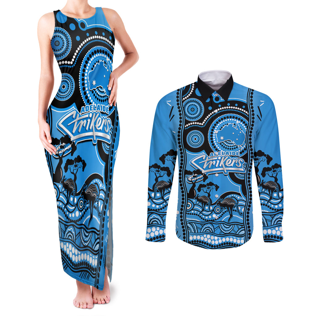 adelaide-strikers-cricket-couples-matching-tank-maxi-dress-and-long-sleeve-button-shirt-happy-australia-day-aboriginal-art