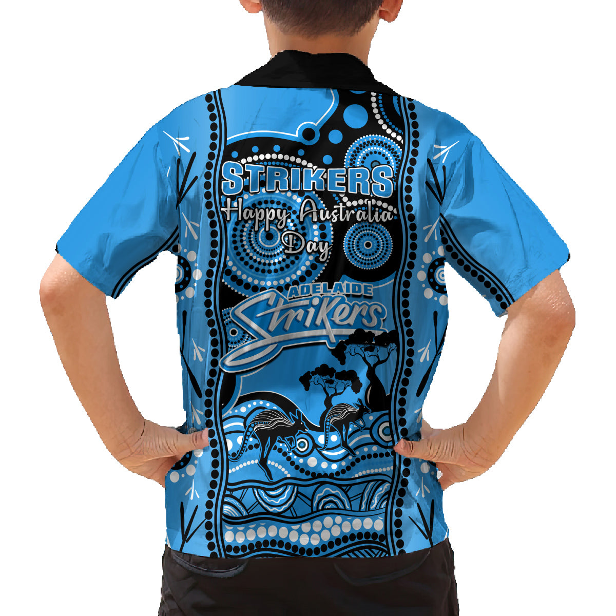 adelaide-strikers-cricket-family-matching-long-sleeve-bodycon-dress-and-hawaiian-shirt-happy-australia-day-aboriginal-art